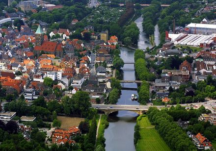 Luchtfoto van het centrum van Rheine